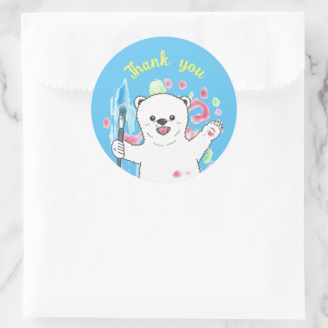 Cute Polar bear Artist Thank you Blue Sticker (Bag)