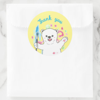 Cute Polar bear Artist Thank you Yellow Sticker