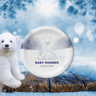 Cute Polar Bear Baby Shower Paper Plate