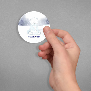 Cute Polar Bear Baby Shower Thank You Classic Round Sticker