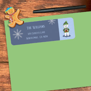 Cute Polar Bear Blue Holiday Return Address Label