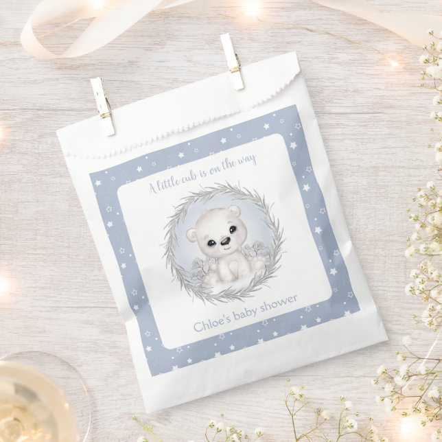 Cute Polar Bear Blue Winter Boy Baby Shower Favour Bags (Clipped)