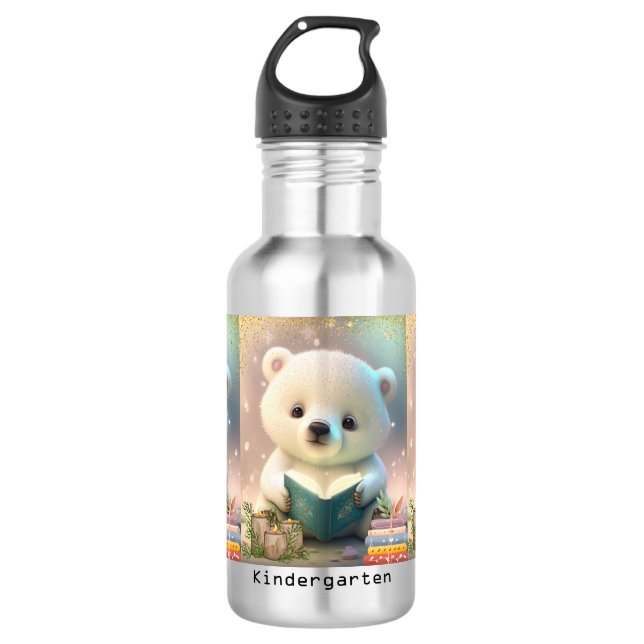 Cute Polar Bear Books Kids School Kindergarten  532 Ml Water Bottle (Front)