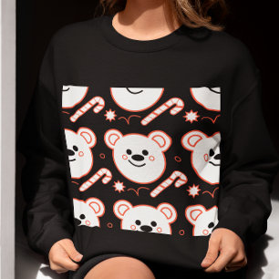 Cute Polar Bear & Candy Cane Christmas Sweatshirt