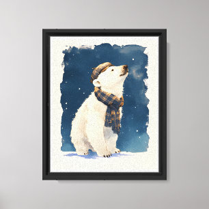 Cute Polar Bear Canvas Animal Nursery Wall Art