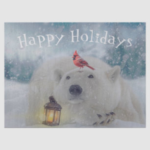 Cute Polar Bear Cardinal Bird Winter Christmas Tissue Paper