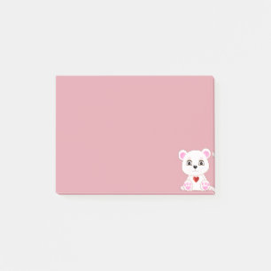Cute Polar Bear Cartoon on Rose Gold Post-it Notes