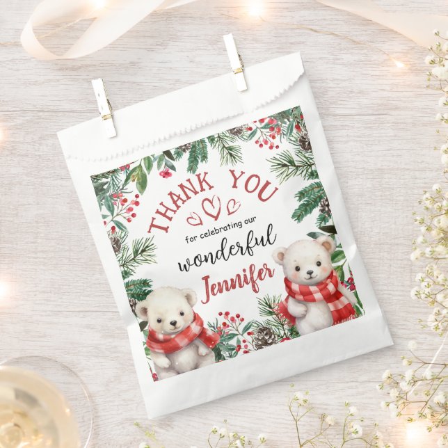Cute Polar Bear Christmas 2nd Birthday  Favour Bags (Clipped)