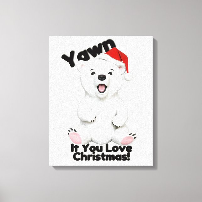 Cute Polar Bear Christmas Canvas Wall Art (Front)