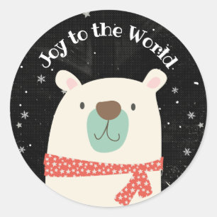 Cute Polar Bear Christmas Classic Round Sticker