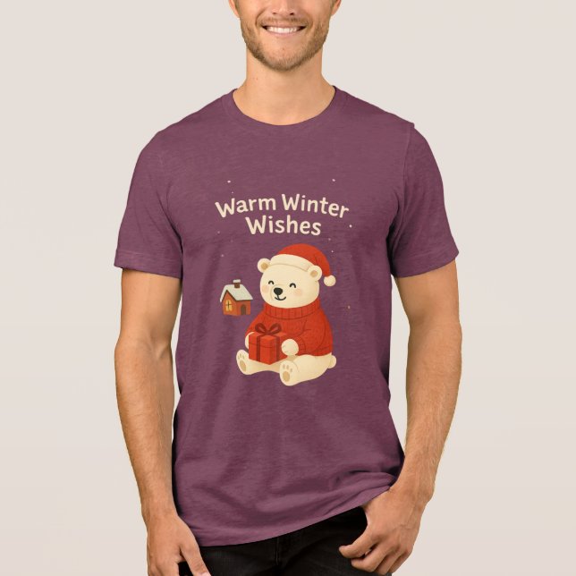 Cute Polar Bear Christmas – Cozy Winter Gift Desig Tri-Blend Shirt (Front)