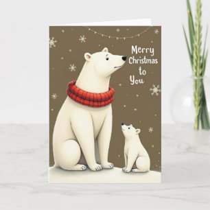 Cute Polar Bear Christmas Greeting Card