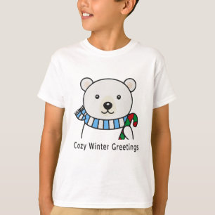 Cute Polar Bear "Cosy Winter Greetings" Kawaii H T-Shirt