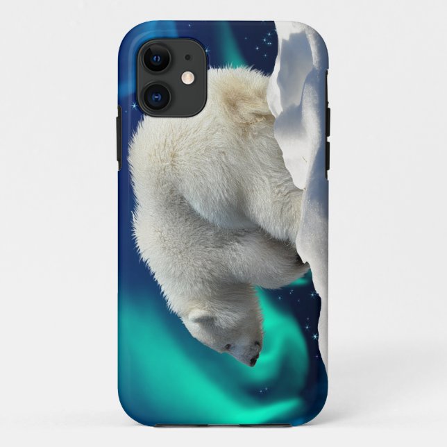 Cute Polar Bear Cub & Aurora iPhone 5 Case (Back)