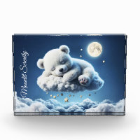 Cute Polar bear cub beauty fluffy clouds