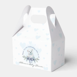 Cute Polar Bear Cub Blue Boy Winter Baby Shower Favour Box
