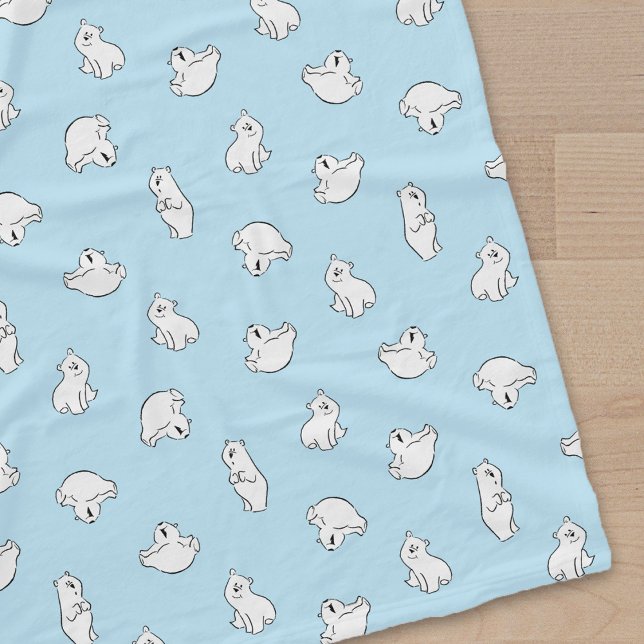 Cute Polar Bear Cubs - Icy Blue - Fleece Blanket (Creator Uploaded)