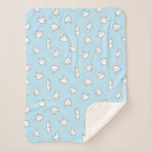 Cute Polar Bear Cubs - Icy Blue - Sherpa Blanket