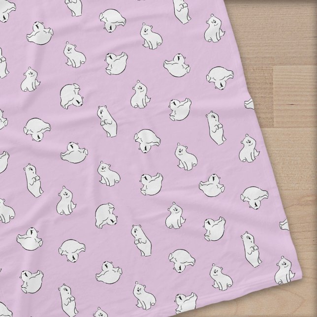 Cute Polar Bear Cubs - Icy Pink - Fleece Blanket (Creator Uploaded)