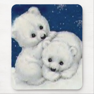 Cute Polar Bear Cubs Mouse Mat