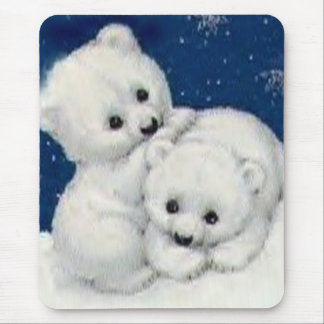 Cute Polar Bear Cubs Mouse Mat