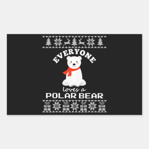 Cute Polar Bear Family Animal Lover Christmas Rectangular Sticker