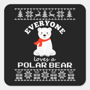 Cute Polar Bear Family Animal Lover Christmas Square Sticker