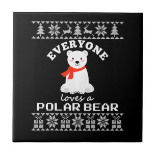 Cute Polar Bear Family Animal Lover Christmas Tile