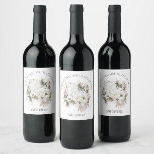 Cute Polar Bear Family Merry Christmas Wine Label