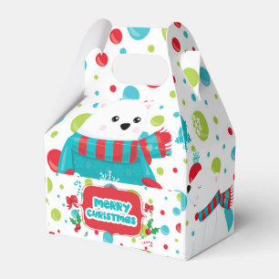 Cute polar bear family winter merry Christmas Favour Box