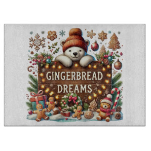 Cute Polar Bear Gingerbread Dreams Cutting Board