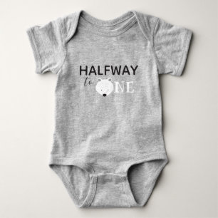 Cute Polar Bear Half Birthday Baby Bodysuit