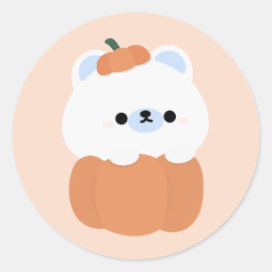 Cute Polar Bear Halloween Classic Round Sticker