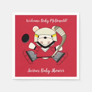 Cute Polar Bear Hockey Player Ice Hockey Napkins