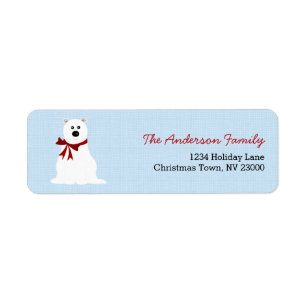 Cute Polar Bear Ice Blue Christmas Address Label