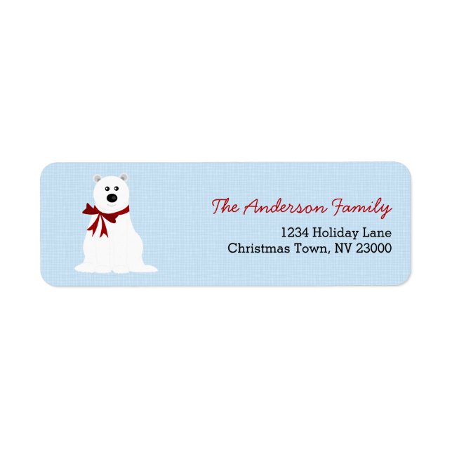 Cute Polar Bear Ice Blue Christmas Address Label (Front)