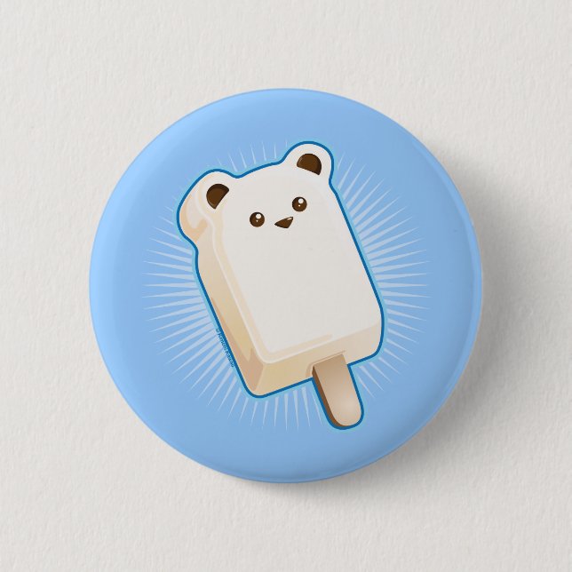 Cute Polar Bear Ice Cream Bar 6 Cm Round Badge (Front)