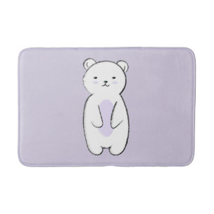 Cute Polar Bear Illustration Bath Mat
