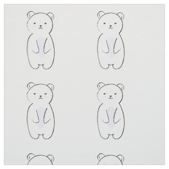 Cute Polar Bear Illustration Fabric (Swatch)
