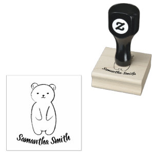 Cute Polar Bear Illustration Rubber Stamp
