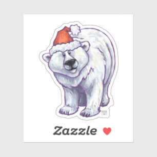 Cute Polar Bear in a Santa Hat