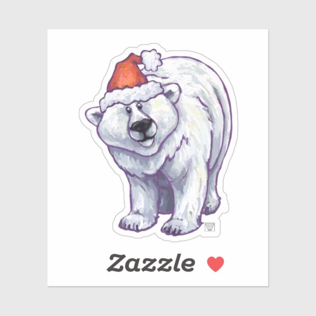 Cute Polar Bear in a Santa Hat (Sheet)