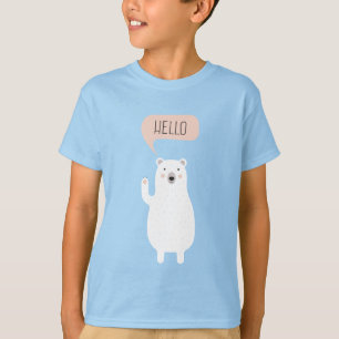 Cute Polar Bear in the Snow says Hello T-Shirt