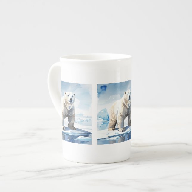 Cute polar bear lovers artic bone china mug (Front Left)
