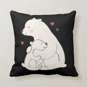 Cute Polar Bear Mama With Baby Cushion