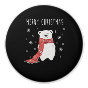 Cute Polar Bear Merry Christmas Xmas Ceramic Knob