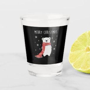 Cute Polar Bear Merry Christmas Xmas Shot Glass