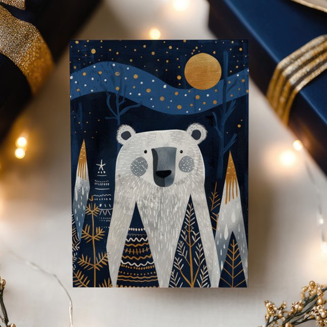 Cute Polar Bear Nordic Winter Merry Christmas  Holiday Card (Creator Uploaded)