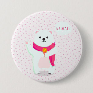 Cute Polar Bear Personalised Button