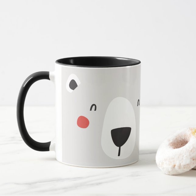 Cute polar bear personalised children's mug (With Donut)